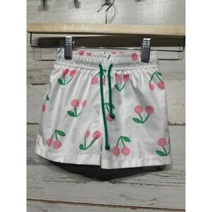 Sal & Pimenta Swim Shorts Kids 3T White Cherry Print NEW